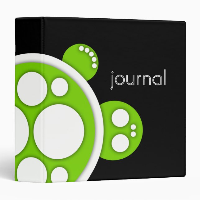 Binder, Round Turtle, White Green Black 3 Ring Binder (Front/Spine)