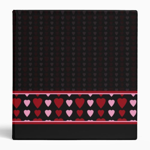 Binder Valentine Heart Pattern Red Pink Black 3 Ring Binder