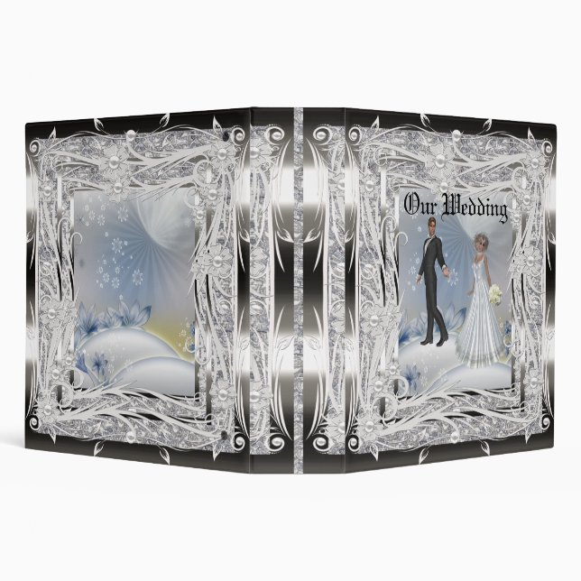 Binder Wedding Photo Album Bride Groom Silver (Background)