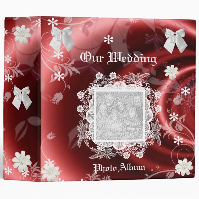 Binder Wedding Photo Album Pink Red White Frame (Front/Spine)