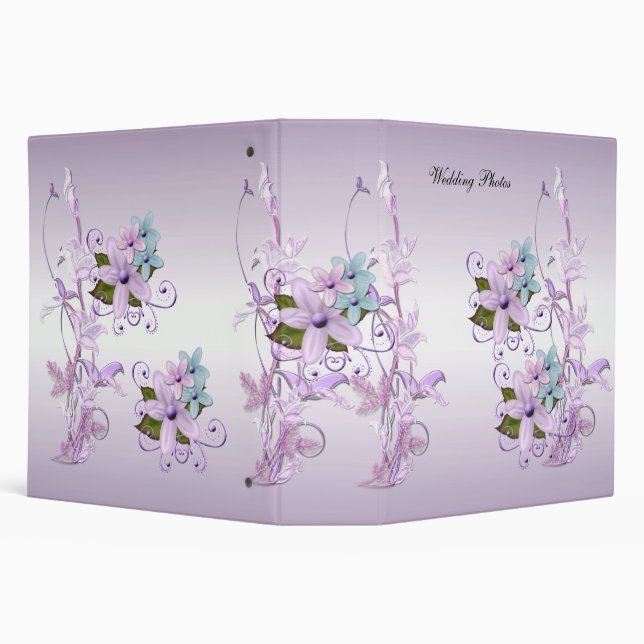 Binder Wedding Photo Album Purple Mauve Floral (Background)