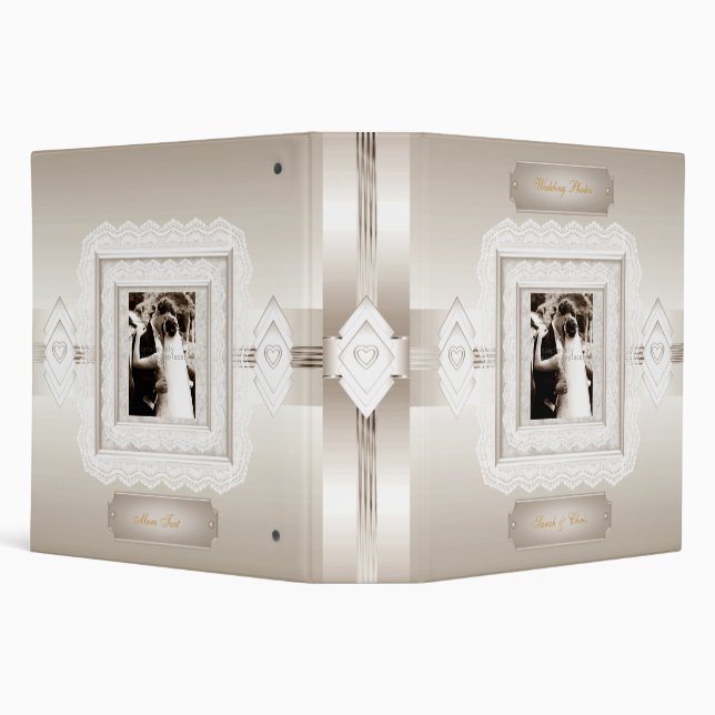 Binder Wedding Photo Album Sepia Cream Art Deco (Background)