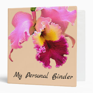 Binder with Cattleya Orchid in a Light Gold Color