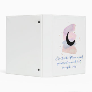 Binder with pastel watercolor moon design