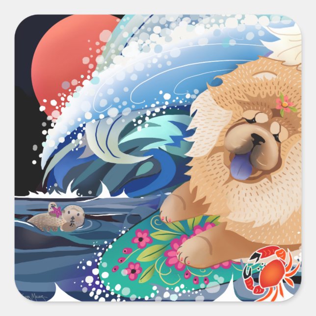 BINDI CHOWABUNGA -  Chow surfer stickers (Front)