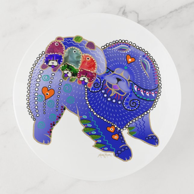 BINDI FAMILY chow fused glass trinket dish (Front)
