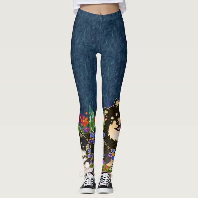 BINDI LAPPY Finnish Lapphund blu designer leggings (Front)