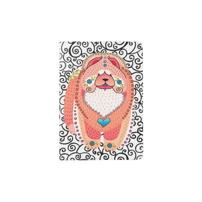 BINDI orange chow passport holder (Front)