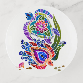 BINDI SEA TURTLES fused glass trinket dish