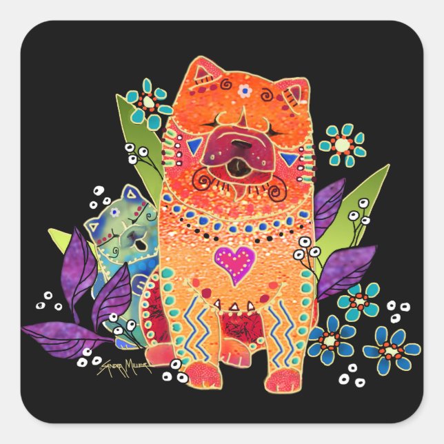 BINDI smooth  chow square stickers (Front)