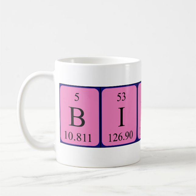 Bindu periodic table name mug (Left)