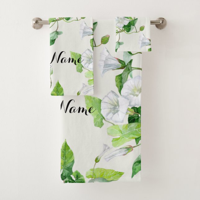 Bindweed white flower bath towel set (Insitu)