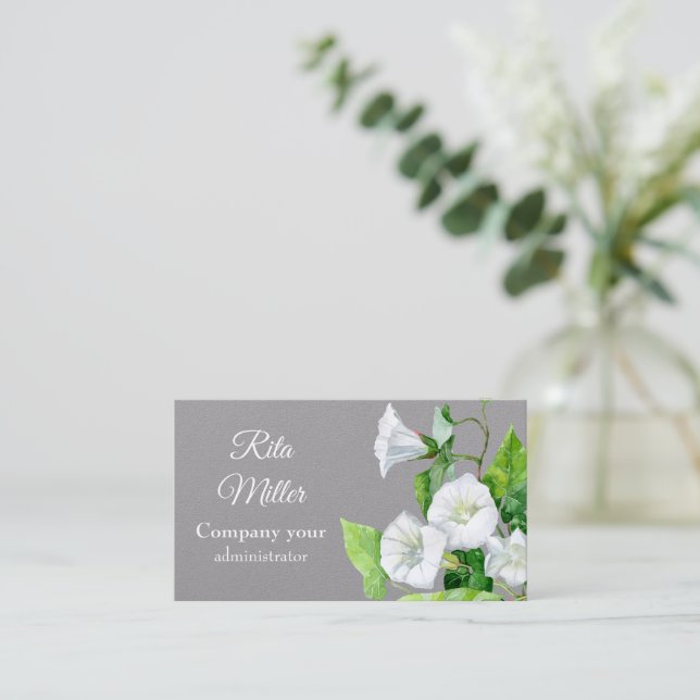 Bindweed white flower business card (Standing Front)