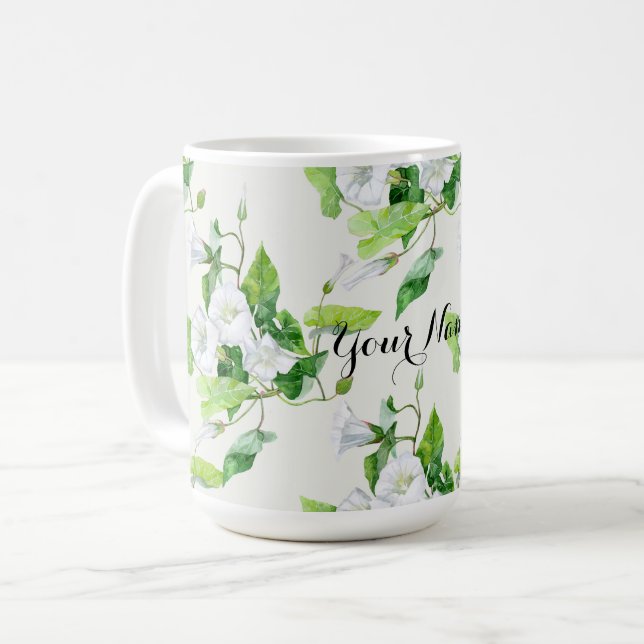 Bindweed white flower coffee mug (Front Left)