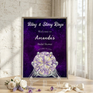 Bing and Starry Night Ring Bridal Shower Welcome Foam Board