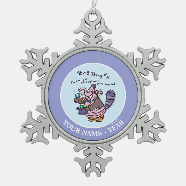 Bing Bong I'm Part Cat Add Your Name Snowflake Pewter Christmas Ornament (Front)