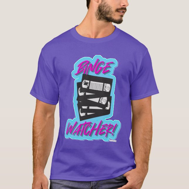 Binge Watcher VHS Vintage Slogan T-Shirt (Front)