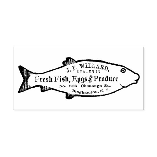 Binghampton New York Vintage Fish Advertising  Rubber Stamp
