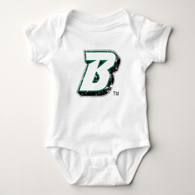 Binghamton B Distressed Baby Bodysuit (Front)