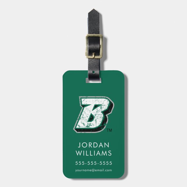 Binghamton B Distressed Luggage Tag (Front Vertical)