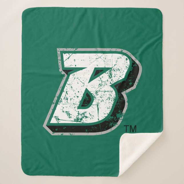 Binghamton B Distressed Sherpa Blanket (Front)