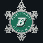 Binghamton B Distressed Snowflake Pewter Christmas Ornament<br><div class="desc">Check out these Binghamton University designs! Show off your Bearcats pride with these new University products. These make the perfect gifts for the Binghamton student,  alumni,  family,  friend or fan in your life. All of these Zazzle products are customizable with your name,  class year,  or club. Go Bearcats!</div>