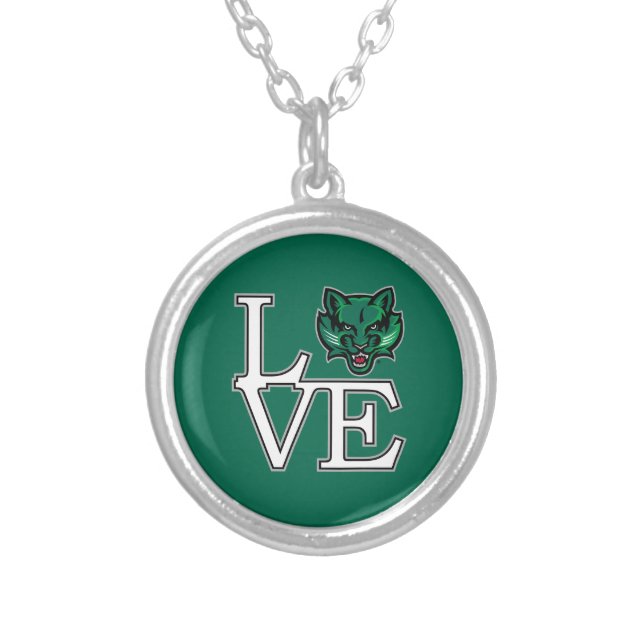 Binghamton Bearcats Love Silver Plated Necklace (Front)