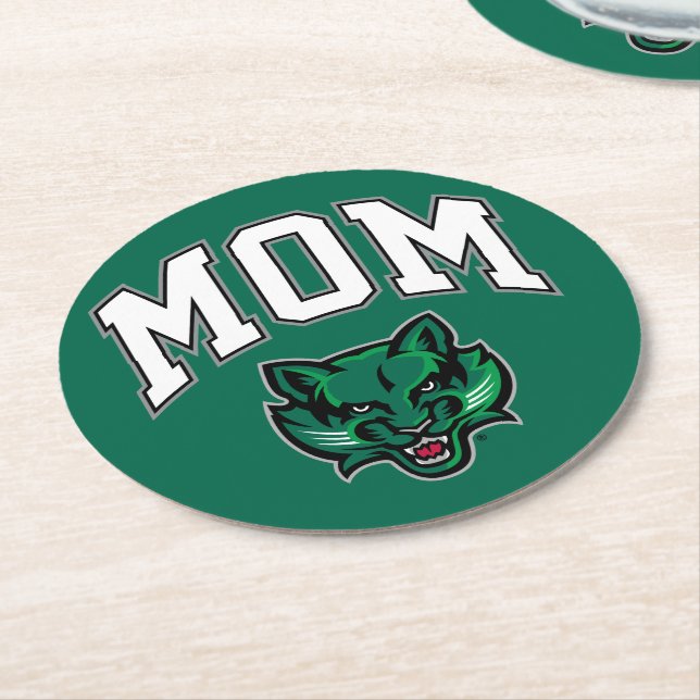 Binghamton Bearcats Mom Round Paper Coaster (Angled)