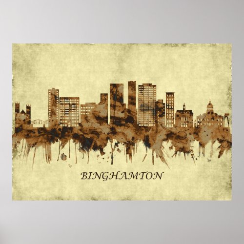 Binghamton New York Cityscape Poster