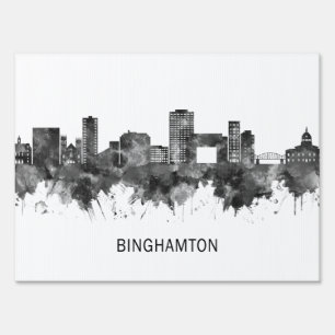 Binghamton New York Skyline BW Sign