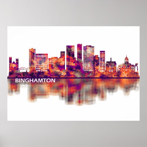 Binghamton New York Skyline Poster