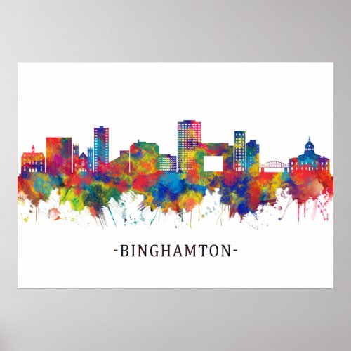 Binghamton New York Skyline Poster