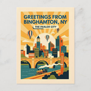 Binghamton NY The Parlor City Retro  Postcard