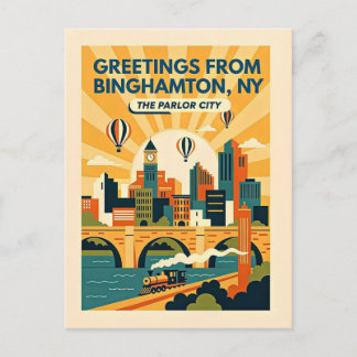 Binghamton NY The Parlor City Retro  Postcard