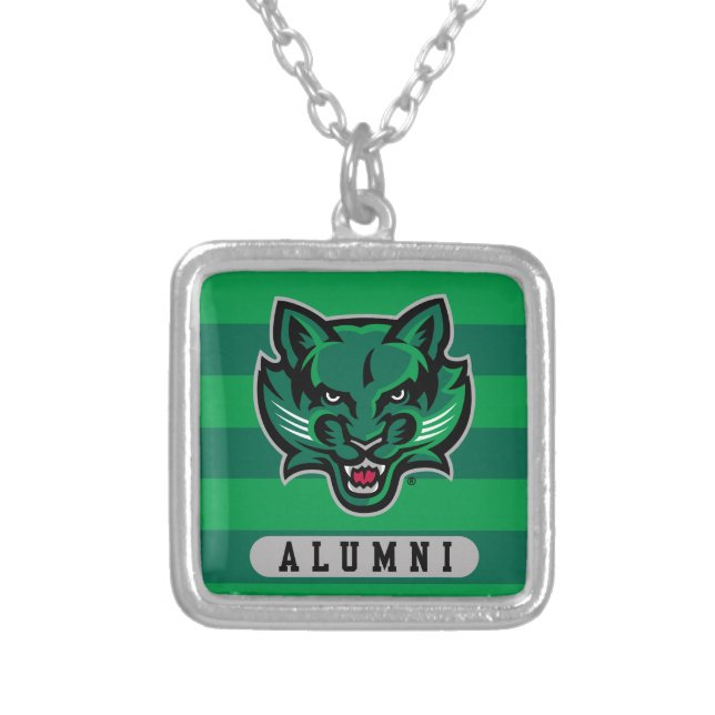 Binghamton University Alumni Stripes Silver Plated Necklace (Front)