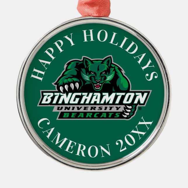 Binghamton University Bearcats Logo Metal Ornament (Front)