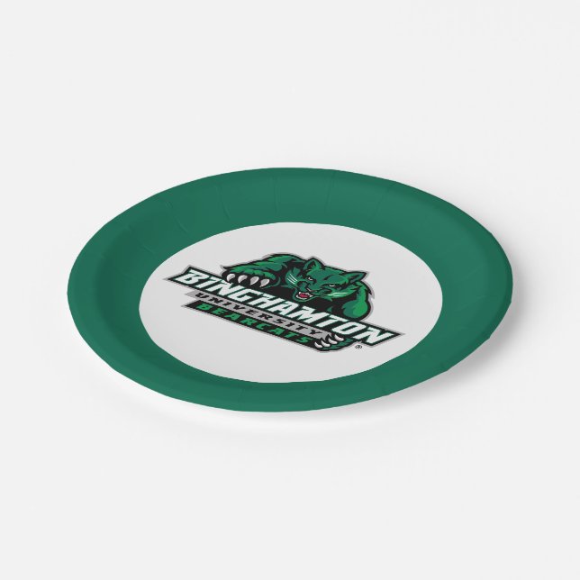 Binghamton University Bearcats Logo Paper Plates (Angled)