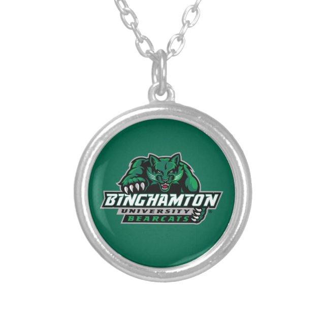 Binghamton University Bearcats Logo Silver Plated Necklace (Front)