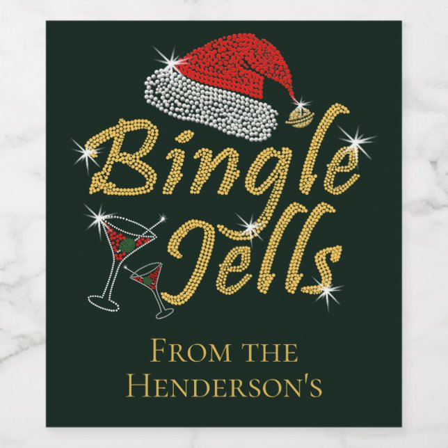 Bingle Jells Tipsy Christmas Wine Label (Single Label)