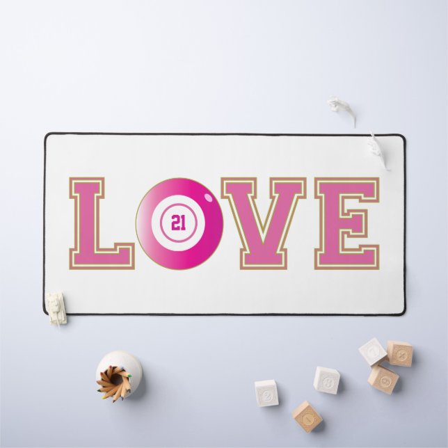 Bingo 21st Birthday Cute Pink and White Desk Mat (Kids Table)