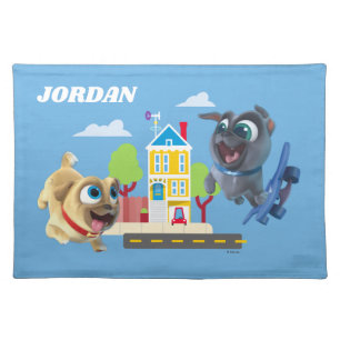 Bingo and Rolly Pugs to the Rescue Cloth Placemat