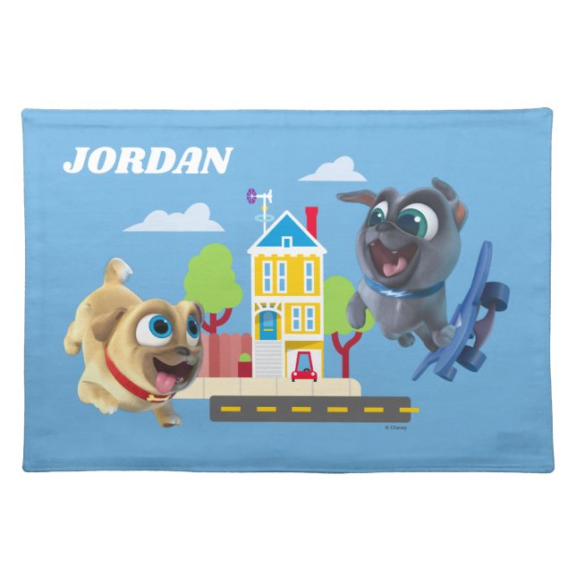 Bingo and Rolly | Pugs to the Rescue Cloth Placemat (Front)
