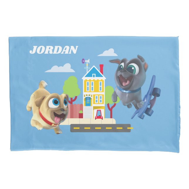 Bingo and Rolly | Pugs to the Rescue Pillow Case (Front)