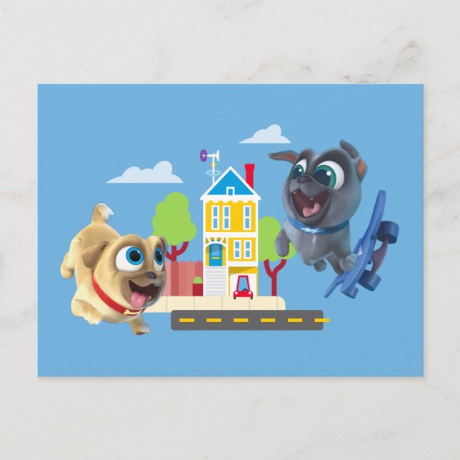 Bingo and Rolly | Pugs to the Rescue Postcard (Front)