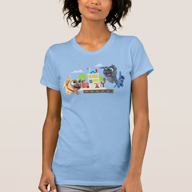 Bingo and Rolly | Pugs to the Rescue T-Shirt (Front)