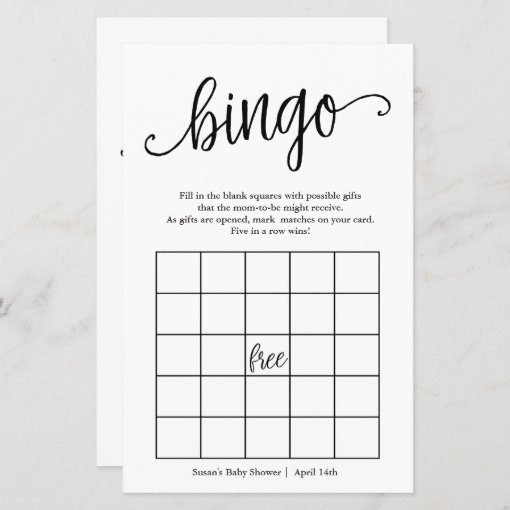 Bingo and What's in Your Purse, 2 Sided Game Card | Zazzle