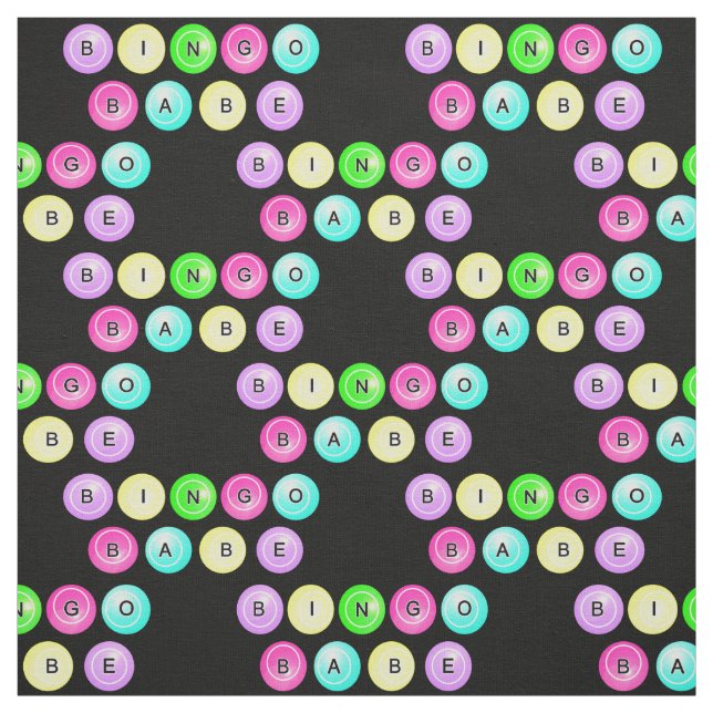 Bingo Babe Bingo Balls on Black Fabric (Swatch)