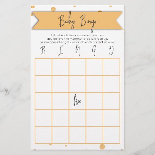 Bingo Baby Shower Game