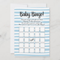 Bingo Baby Shower Game Blue White Invitation