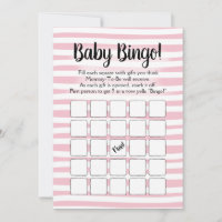 Bingo Baby Shower Game Pink White Invitation